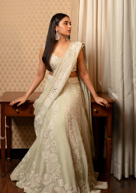 Priyanka Mohan’s Pink Tiered Lehenga Design